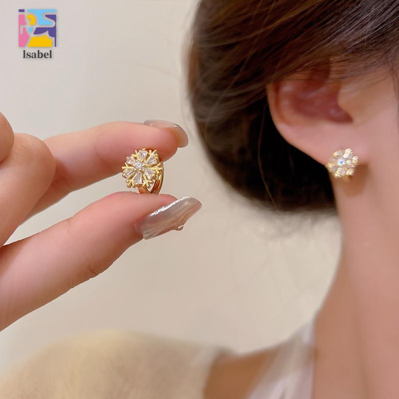 ต่างหูเกล็ดหิมะ ทองแข็ง 18k สำหรับของขวัญ สตรี hypoallergenic