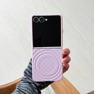 Ins Simple Magnetic Full Screen Polka Dots Ripple รูปแบบเคสโทรศัพท์สําหรับ Samsung Galaxy Z Flip7 Z Flip6 Z Flip5 กันกระแทก
