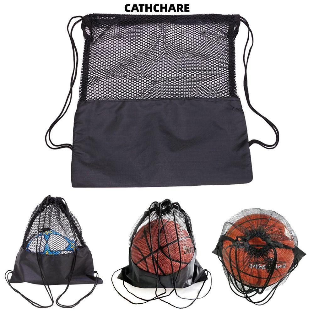 CATHCHARE294 Ball Storage Backpack, Black Basketball Cover Mesh Bag, Mesh Bag Portable Basketball Ba