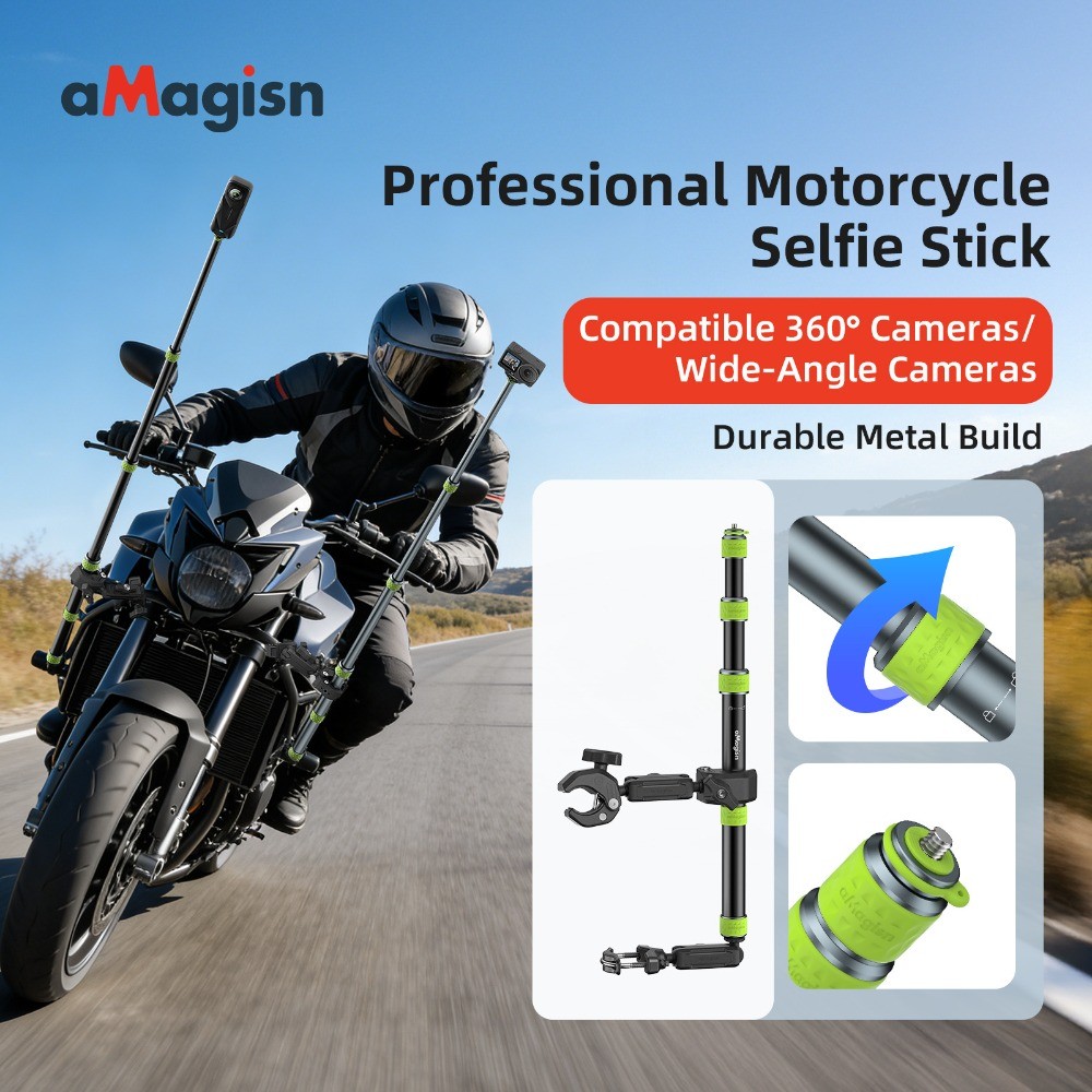 สําหรับ DJI Insta360 GoPro SJCAM AKAS YI ไม้เซลฟี่เฉพาะรถจักรยานยนต์