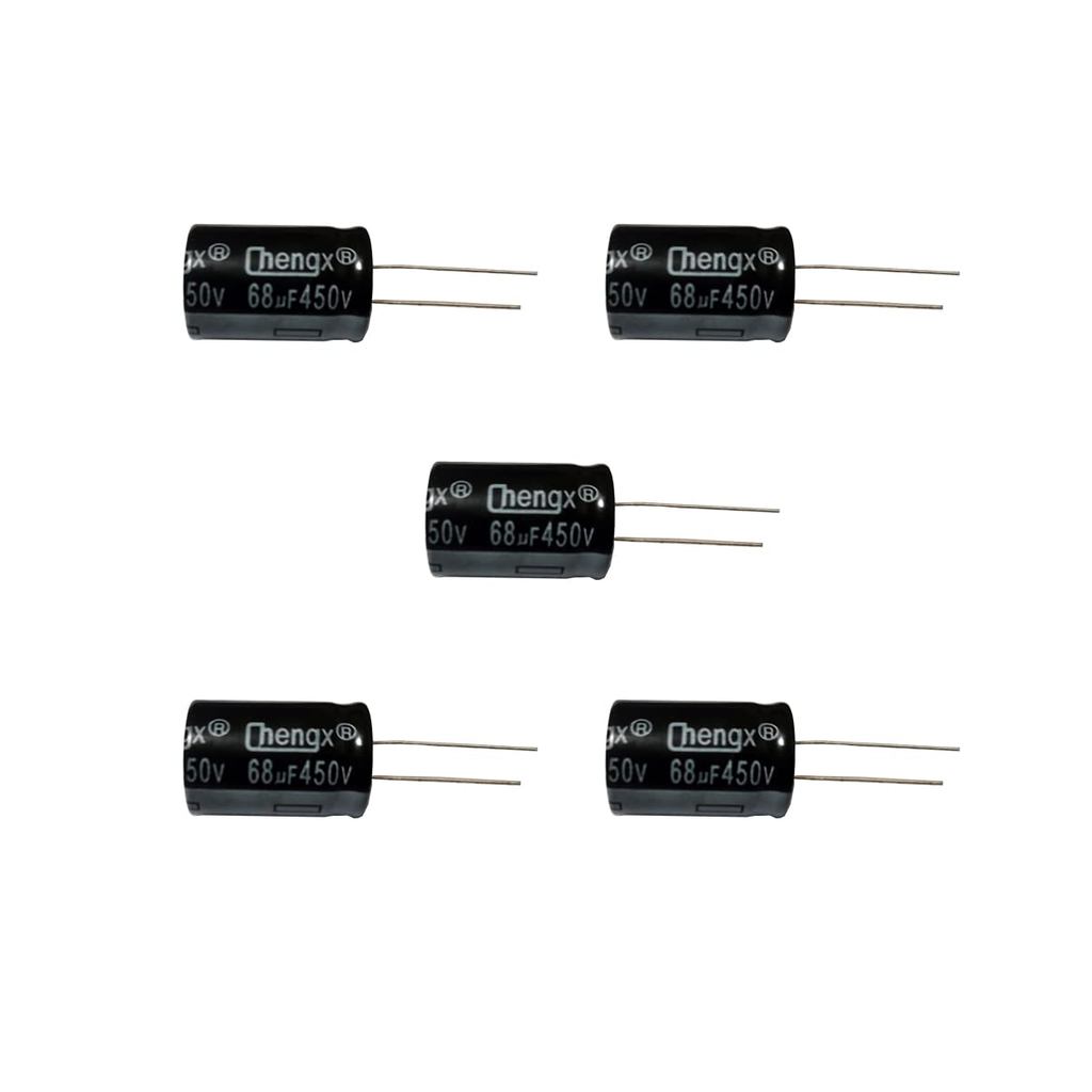 Generic 68uF 450V 18X25 +/-20% -40 ถึง +105°C 5 PCS ตัวเก็บประจุอลูมิเนียมอิเล็กโทรลีติค, 68uF 450V 