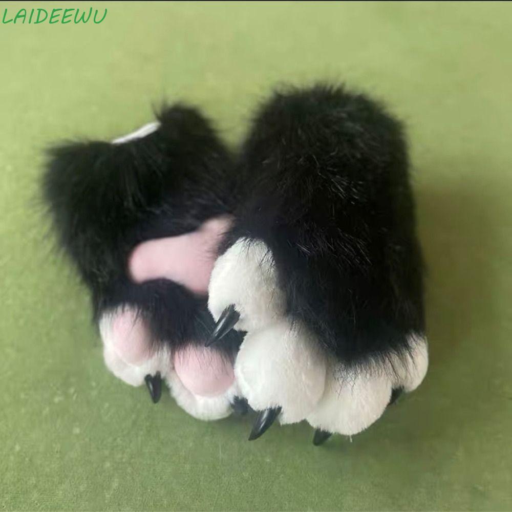 LAIDEEWU ถุงมือคอสเพลย์ Fursuit Kigurumi พวงพุ่มเหมือนแมว สำหรับงานปาร์ตี้และแฟชันฟัวรี