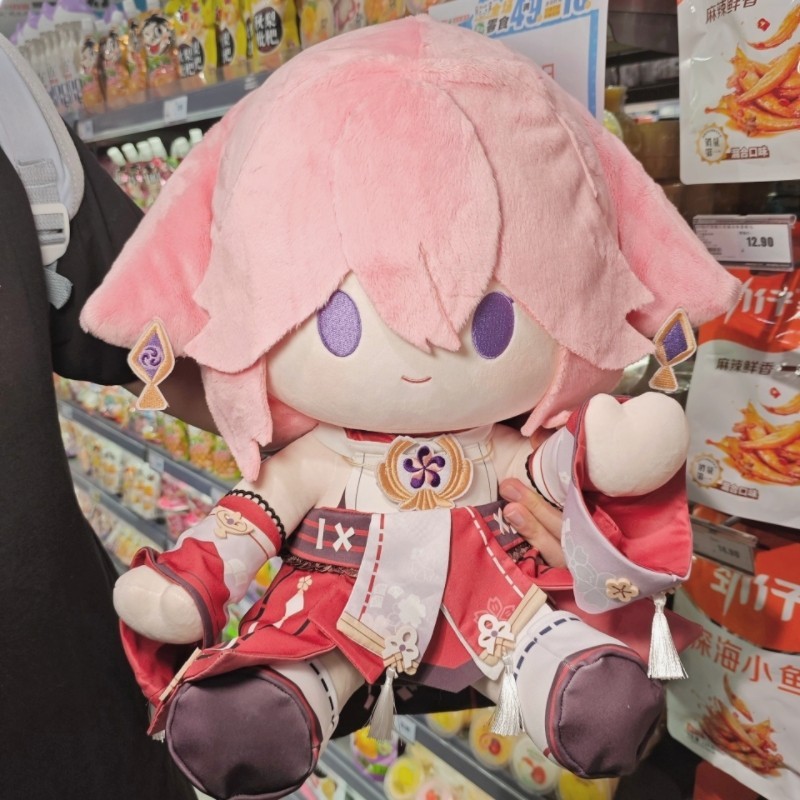 Genshin Impact Yae Miko Plush 40 ซม.น่ารักตุ๊กตาผ้าฝ้ายแต่งตัวของเล่นของขวัญ