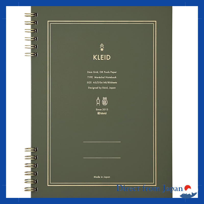 Kleid A5 Charcoal & Olive 2mm Grid Ring Notebook - Marechal Series 7201-01/7201-02