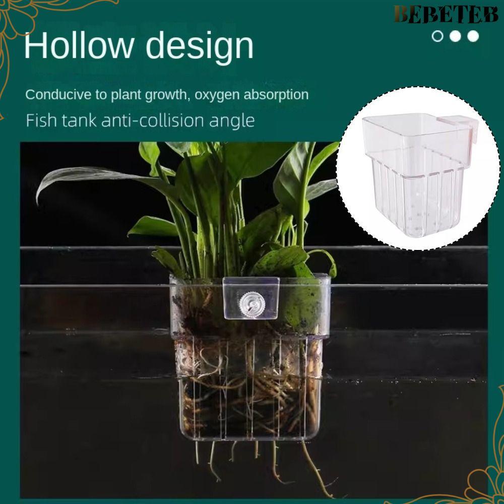 BEBETEB ที่วางต้นไม้ตู้ปลาแบบแขวน ถ้วยรองรับไฮโดรโปนิกส์ Al Fish Aquarium Water Grass Plang Cup ภูมิทัศน์ตกแต่ง