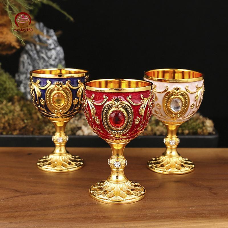 Myoloy 1 PC Timeless นูนโลหะ Chalice Goblet Vintage ไวน์แชมเปญ Liqueur ถ้วยที่สมบูรณ์แบบสําหรับบาร์ร้านอาหารตกแต่งบ้าน TH