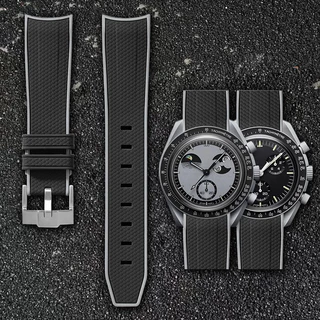 สายนาฬิกาปลายโค้ง 20 มม. สําหรับ Omega XS * นาฬิกา Joint MoonSwatch สายรัดข้อมือกีฬายางซิลิโคน Seamaster 300 สร้อยข้อมือ