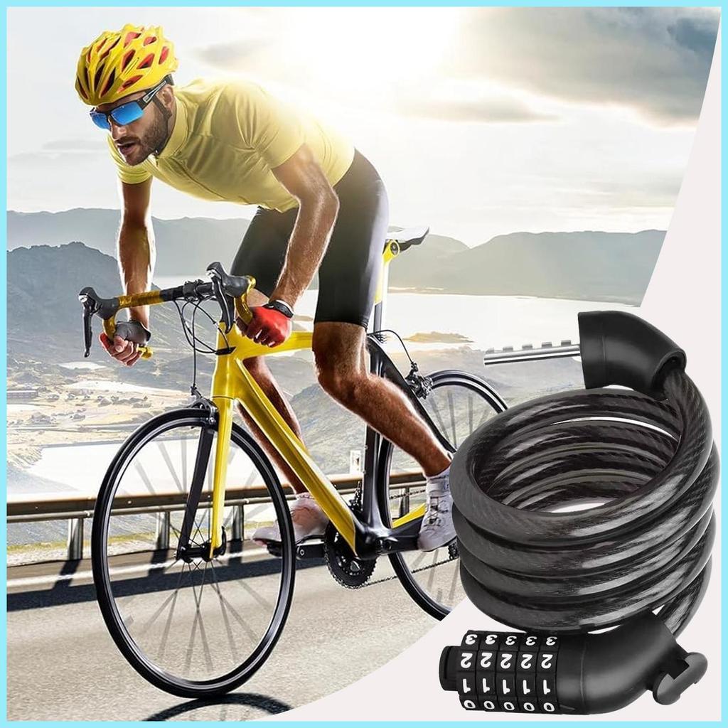 ล็อคจักรยาน 3.6Ft สกู๊ตเตอร์ล็อค 5-Digit Heavy Duty ล็อคอุปกรณ์ความปลอดภัยสําหรับ Urban Travel Schoo