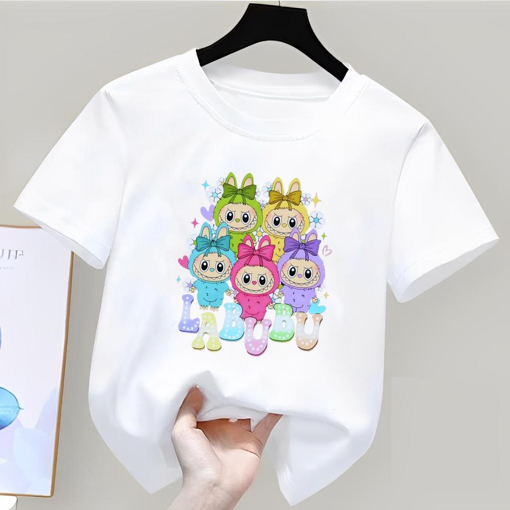 ลาบูบู พิมพ์ DTF สีขาว ผ้าคอตตอน