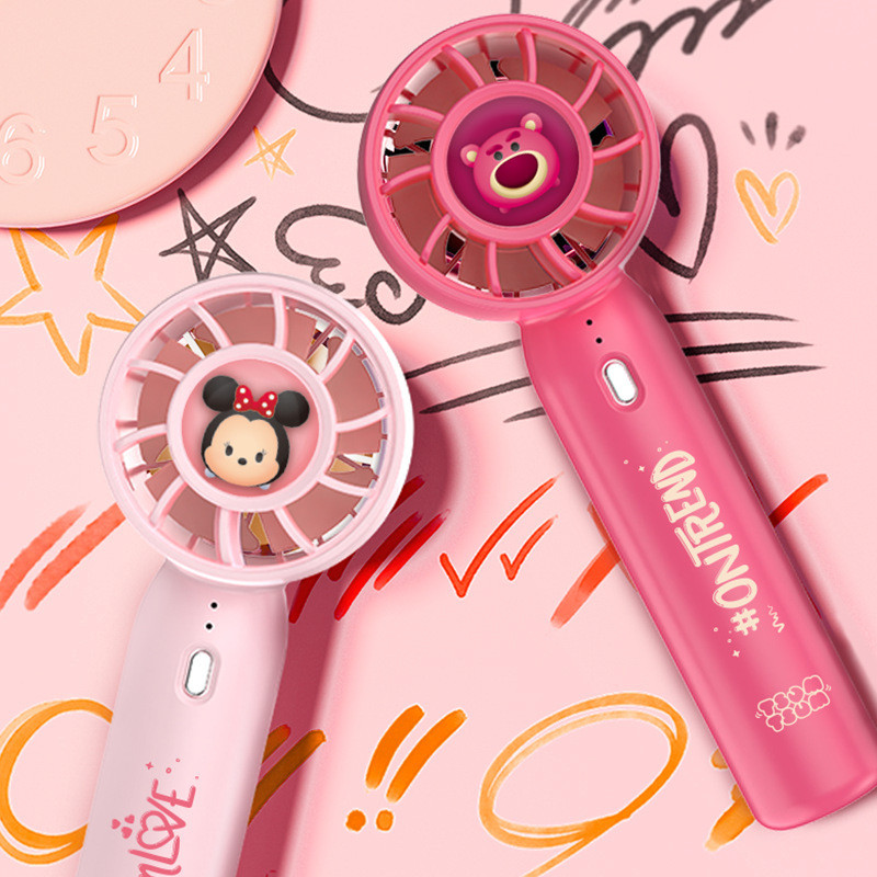 Disney Handheld Small Fan Portable Portable Portable Small Mini Fan usb Strawberry Bear Fan Three-sp