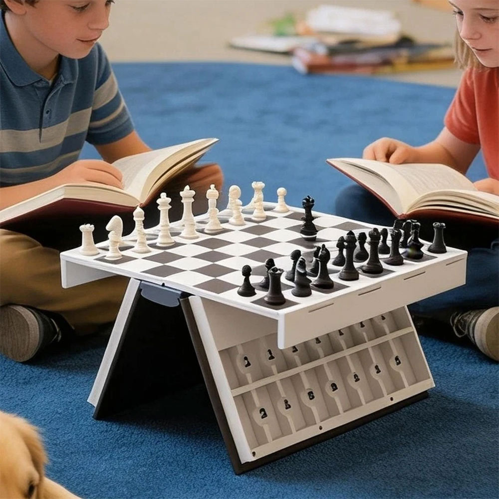 Book Shaped Folding Chess Set 3D Printed Portable Board Game Compact Travel Storage Home Decor Gift