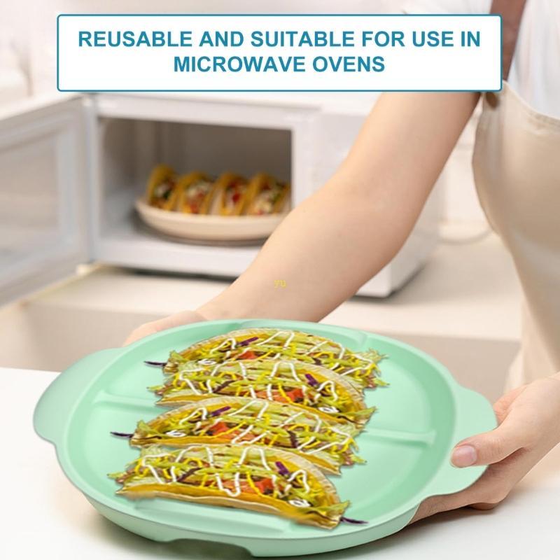 Yu 2 ชิ้นประหยัดพื้นที่ Tacos เสิร์ฟขาตั้งซิลิโคน Tacos แผ่นผู้ถือนํากลับมาใช้ใหม่สําหรับ Soft และ H