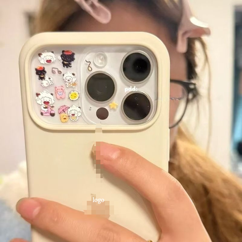 หน้าต่างขนาดใหญ่ DIY สติกเกอร์กรณีสีลูกกวาดซิลิโคนอ่อนนุ่มเคสโทรศัพท์สําหรับ iPhone 16 Pro/16 Pro Max – โปรปัง