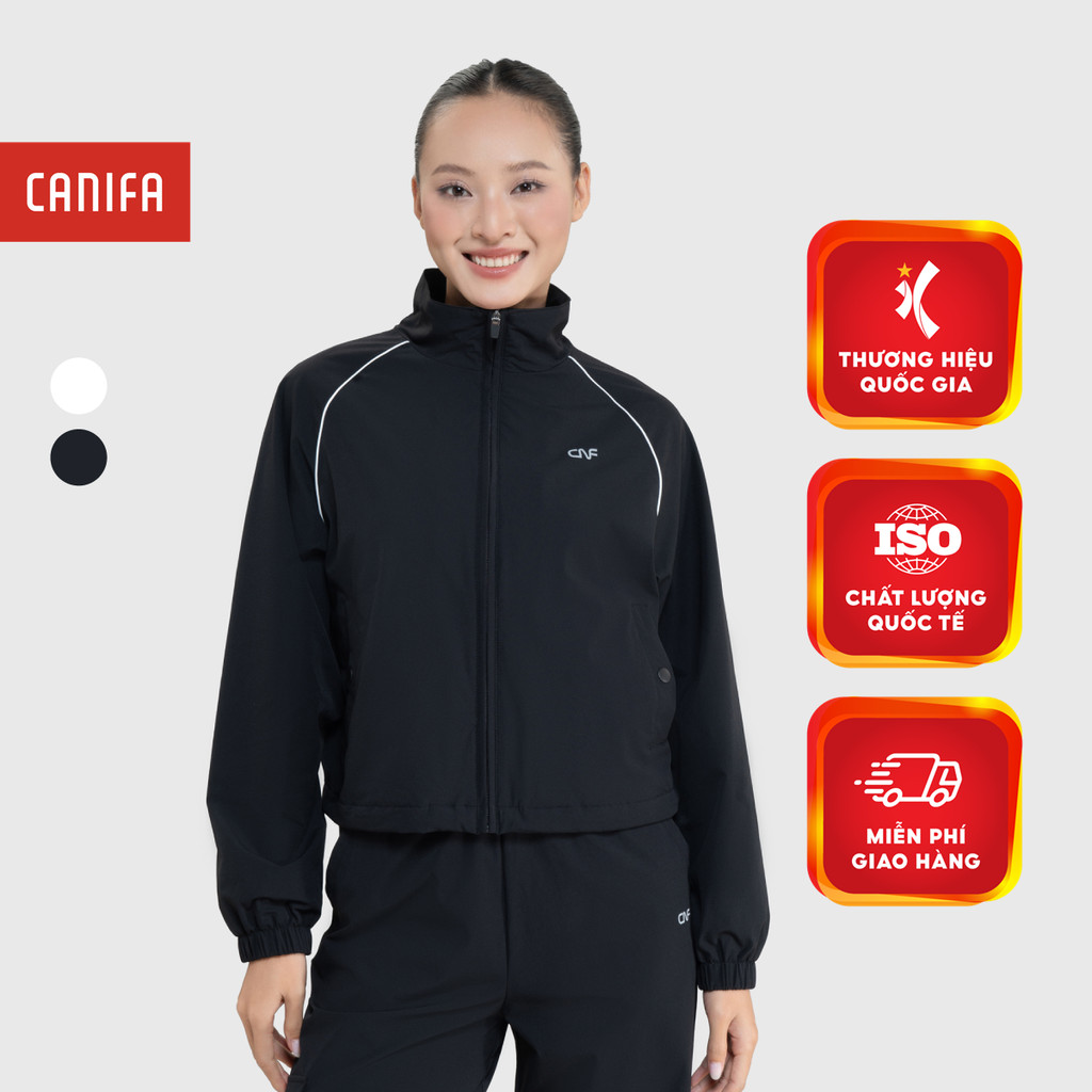 CANIFA 6OT25W023 เสื้อแจ็คเก็ตแขนยาวผู้หญิงคอปกสูง