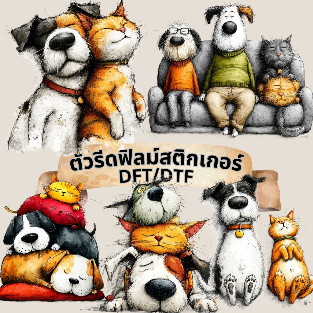 ตัวรีดติดเสื้อ วาเลนไทน์ หมา แมว น่ารัก ฟิลม์รีดร้อน พิมพ์ลาย สกรีนลาย ฟิลม์ DFT DTF