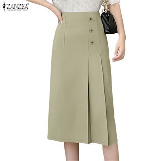 ZANZEA กระโปรงทำงานสไตล์เกาหลี ออกแบบมาพร้อมรายละเอียดพิเศษท…