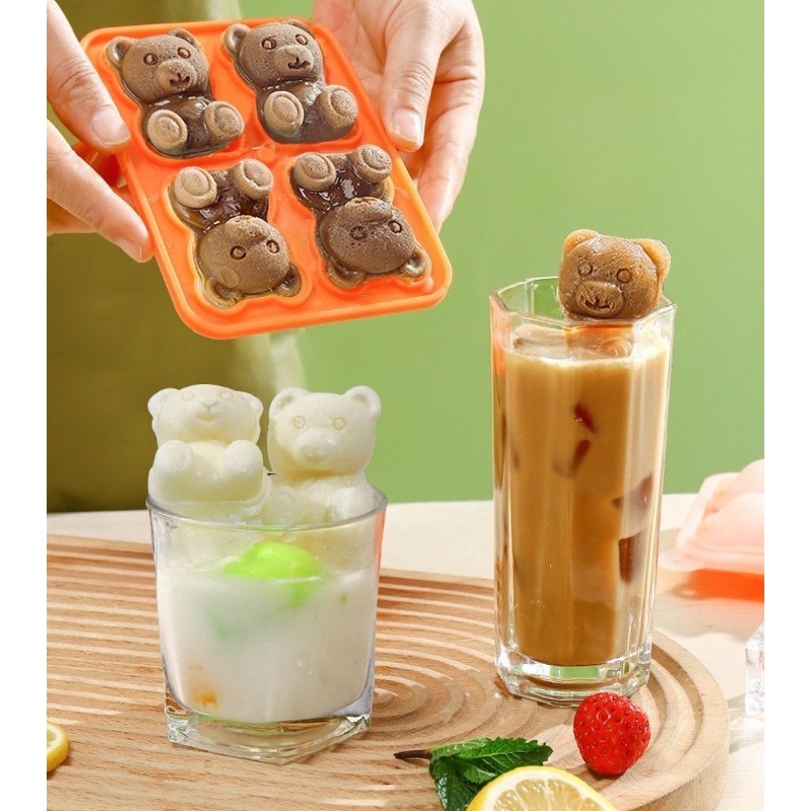 1 PC น่ารักตุ๊กตาหมี ICE CUBE ถาดยืดหยุ่นซิลิโคนเกรดอาหาร ICE CUBE แม่พิมพ์ถาดน้ําแข็งสําหรับตู้แช่แข็ง