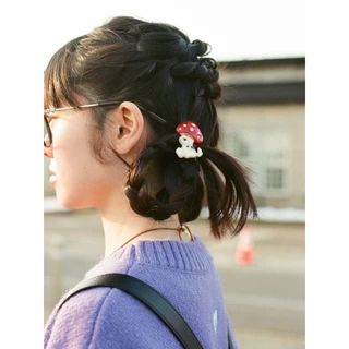 Tagi. Mushroom Popcorn Hairpin Cute Hair Accessories กิ๊บติดผมรูปเห็ดป๊อปคอร์น กิ๊บติดผม