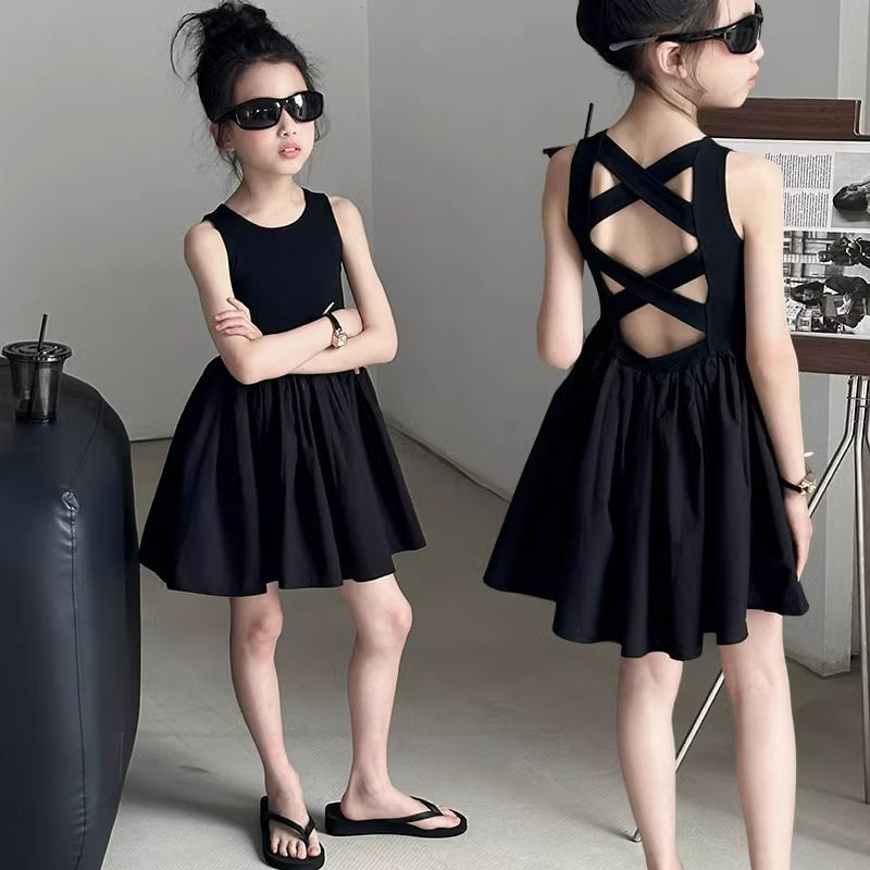 COD 2026 Influencer Girls Dress Summer 2025 เสื้อผ้าเด็กสไตล์ใหม่เด็ก Halter อินเทรนด์ Cool Sass สีด