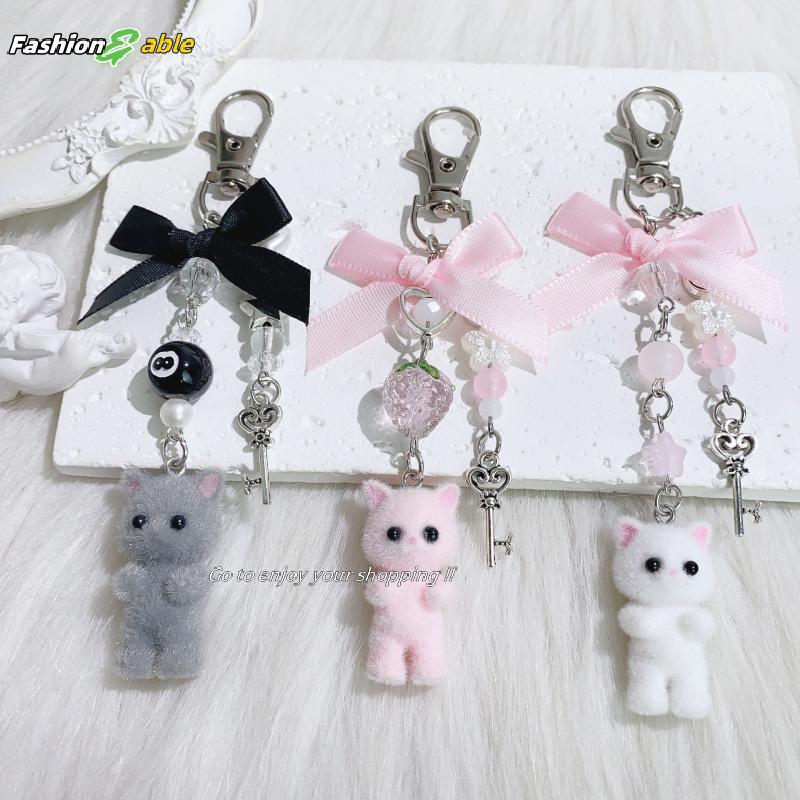 Fashion.shop03 1 ชิ้น Y2K Bow Key แหวนน่ารักการ์ตูน Floing พวงกุญแจสําหรับผู้หญิงสาวกระเป๋าถือ Bapa 