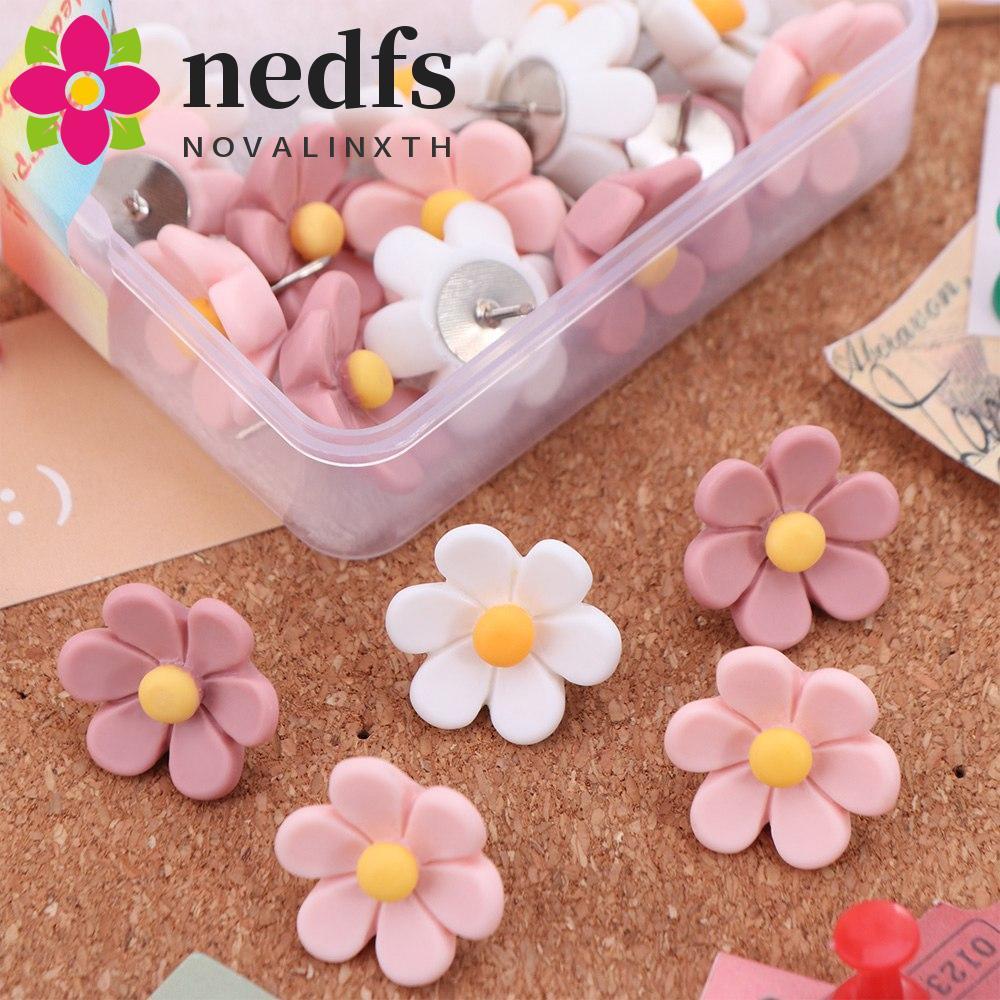 NEDFS 20/30/50 ชิ้นหกกลีบดอกไม้ Pushpins, Creative Photo Wall Decor Board Push Pin, กล่องเรซิ่น DIY สี Push Pins Corkboard