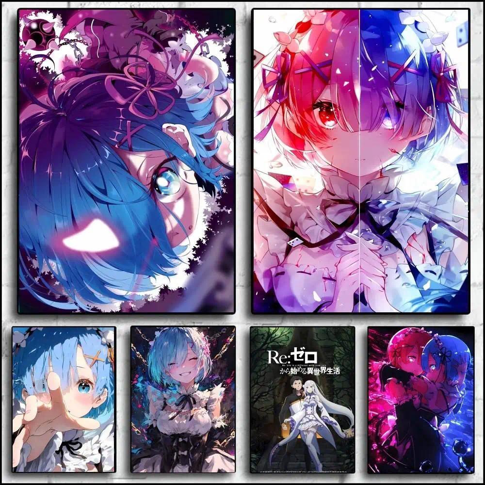 โปสเตอร์เรมจาก Re:Zero วอเตอร์พรูฟ ติดผนังได้ ตกแต่งร้านกาแฟ บาร์ ห้องพัก เหมาะสำหรับตกแต่งผนัง