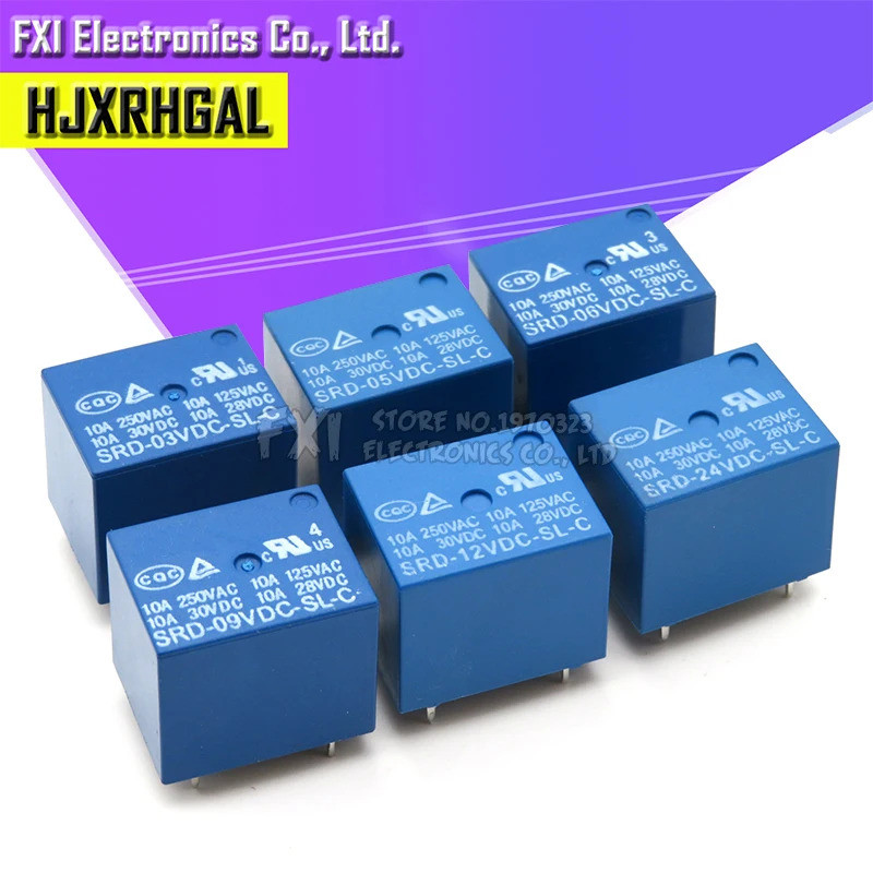 5PCS รีเลย์ SRD-03 05 09 06 24 12VDC-SL-C 5PINS 3V 5V 9V 6V 24V 12V คุณภาพสูง SRD-03VDC-SL-C SRD-05V