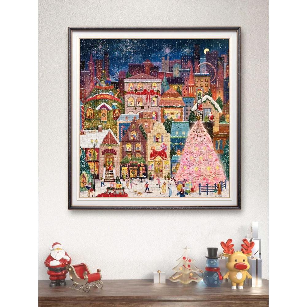 Galison คริสต์มาสไฟฤดูหนาว First Snow Night ปริศนา 500 ชิ้นรุ่นผู้ใหญ่ Healing High-End สาวของขวัญวั