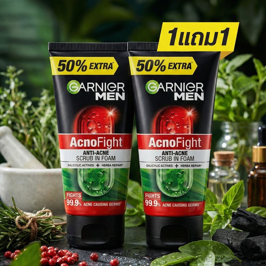 หลอดใหญ่ 1 แถม1 โฟมล้างหน้า การ์นิเย่ เมน แอคโนไฟท์ ขนาดใหญ่150 พร้อมส่ง