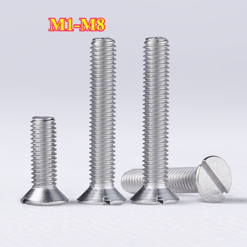 GB68 304 สแตนเลส one-word slot consunk หัวสกรู slotted แบนหัวสกรู M1.6M2M2.5M3M4M5M6M8M10Mg-Mi