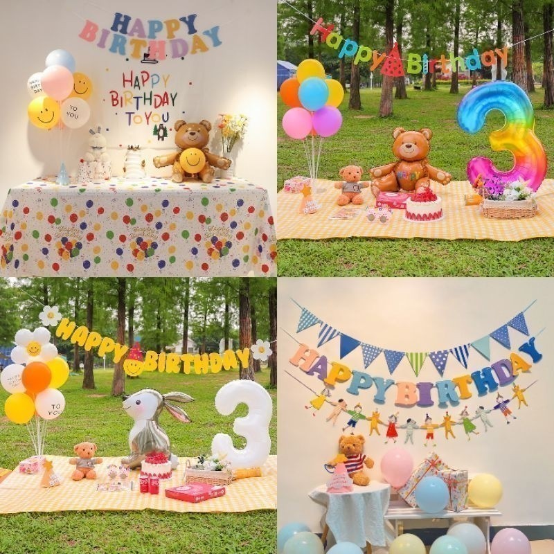 ธงอักษรHappbirthday  ธงวันเกิด ธงดอกเดซี่ ธงสีพาสเทล เด็กผู้ชาย เด็กผู้หญิง ธงแฟนซี - รูปที่ 3