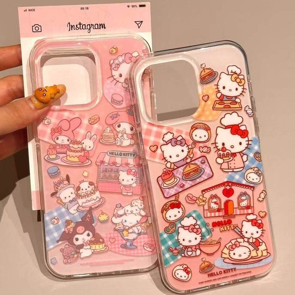 เคสมือถือ น่ารักการ์ตูนเชฟปิคนิคแมวปม เคส แบบนิ่ม ครีมIMD For iPhone 17 16 11 15 16 14 13 12 Pro Max X XS XR Plus Case