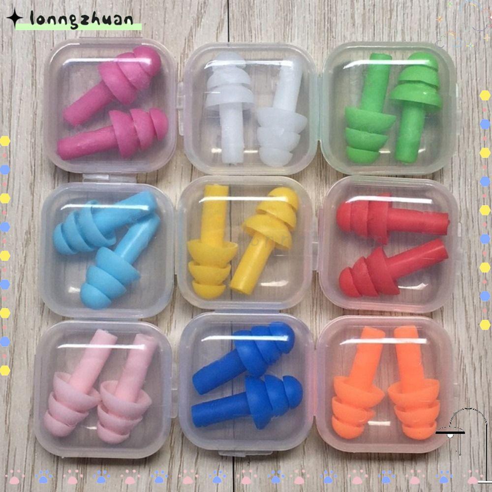 LONNGZHUAN ที่อุดหูพร้อมกล่อง 10 สีป้องกันน้ําที่อุดหูว่ายน้ําป้องกัน เวลา แบบพกพากันน้ําว่ายน้ําอุปกรณ์ดําน้ําว่ายน้ํา