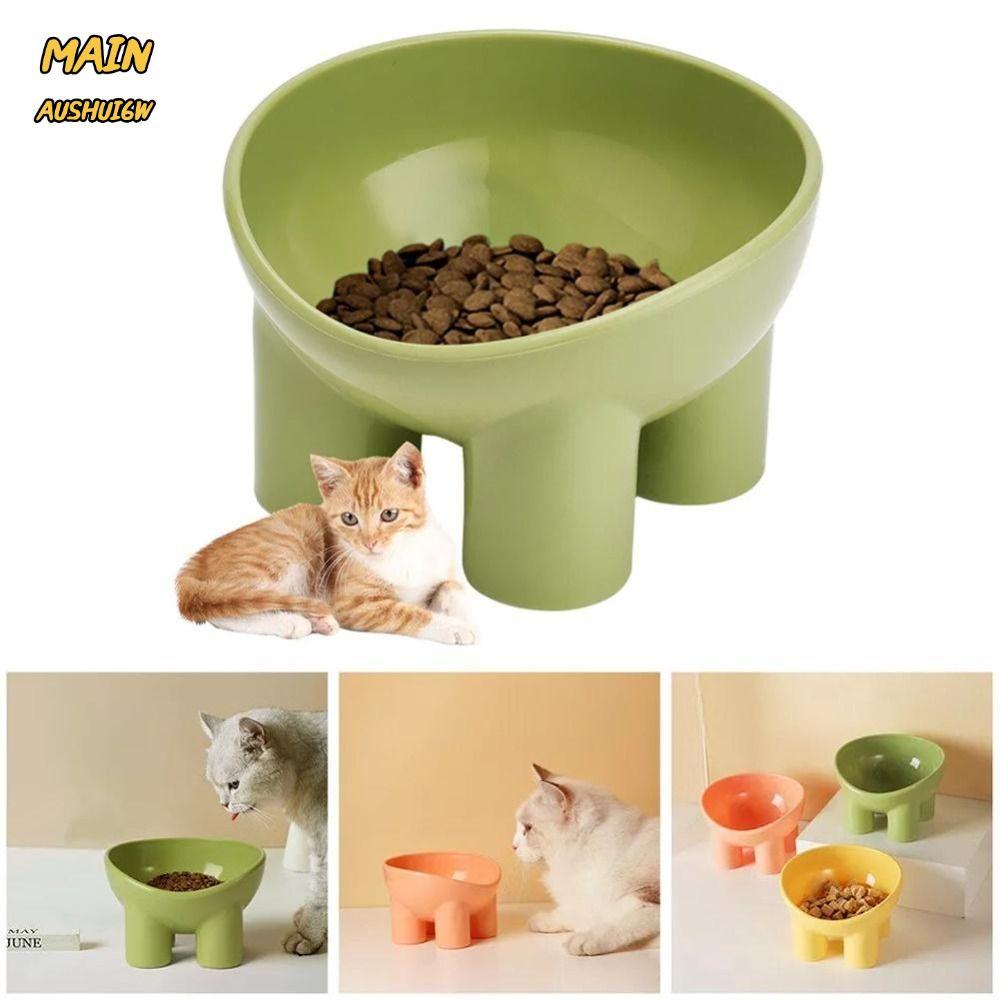 MAINAUSHUI6W ชามแมว, ชามสุนัข 4 สีที่มีเสถียรภาพ, ลื่นคอ Protector สูงเท้าชามอาหารสัตว์เลี้ยงอุปกรณ์