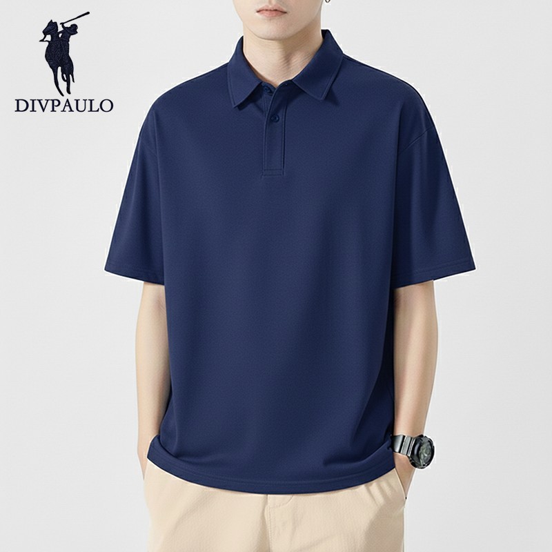 DIVPAULO PoloShirt D Collection 9001-NOLOGO ผ้าหนาทรงสวย ใส่ได้ทั้งชายหญิง ทรงหลวมสบาย รีดง่าย เสื้อยืดโปโลสีพื้น