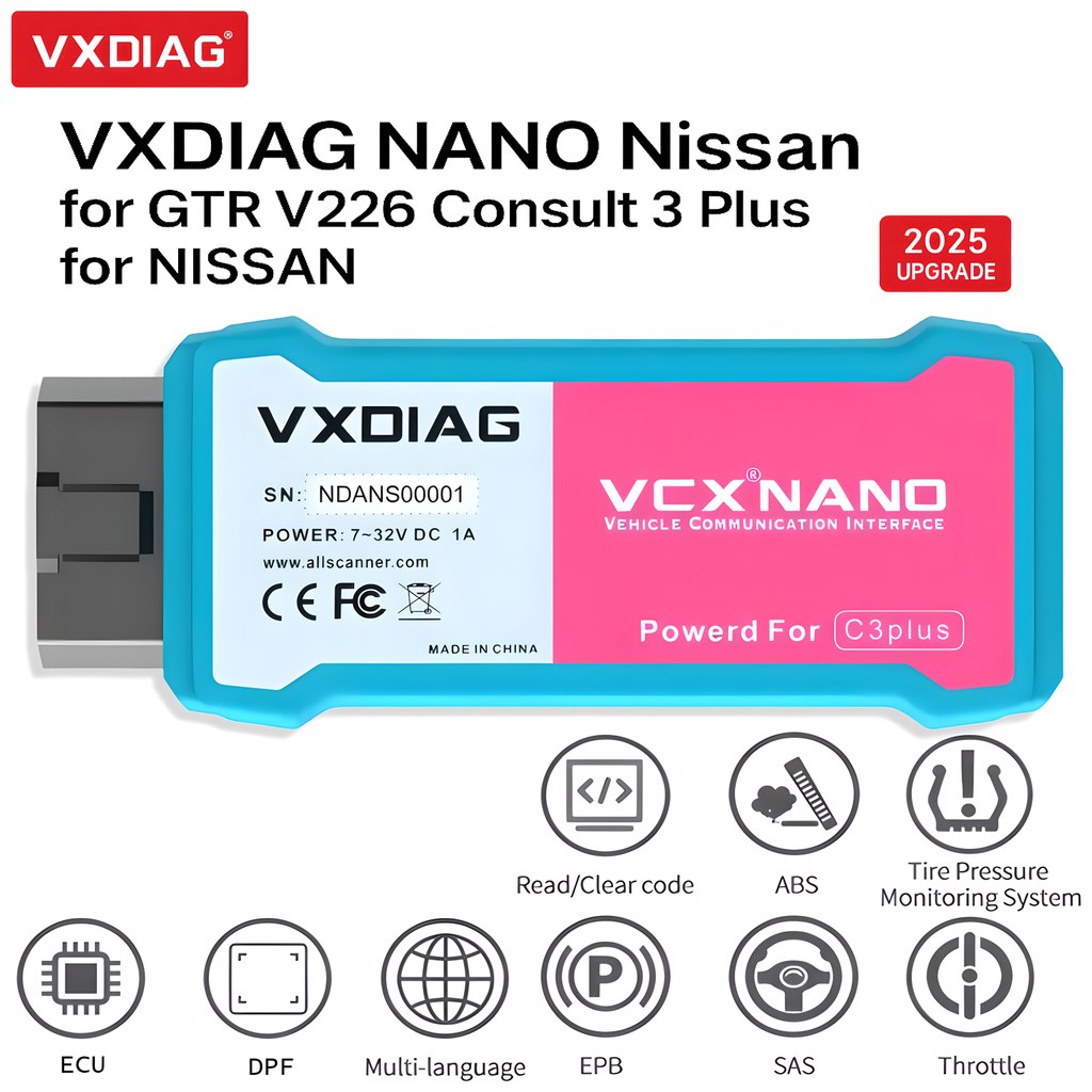 VXDIAG VCX NANO สําหรับ Nissan WiFi OBD2 เครื่องมือวินิจฉัย J2534 ECU การเขียนโปรแกรมรหัส Reader Ful