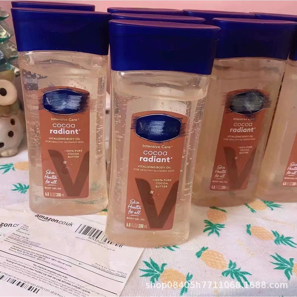 baoluan#Vaselin body gel oil Vaseline Body Rose Glow Body Gel Oil 200ml8ee