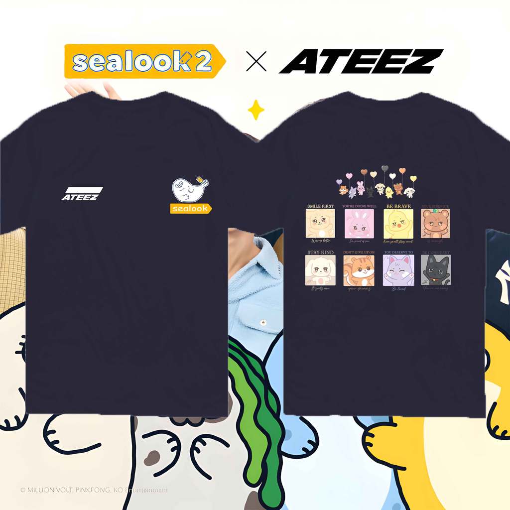 ATEEZ SEALOOK Limited Collab Design Unisex T-Shirt Casual Concert Short Sleeve Tee