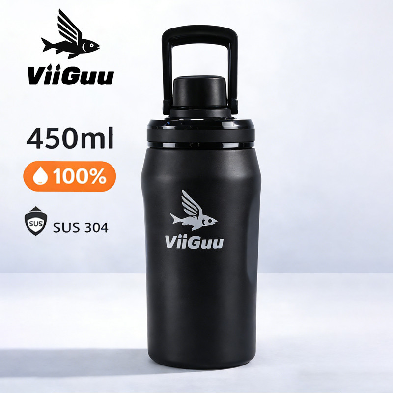 ViiGuu ขวดน้ำเด็กไปโรงเรียน สแตนเลส 304 เก็บความเย็น ขนาด 450ml รุ่นยกดื่ม พกพาง่าย