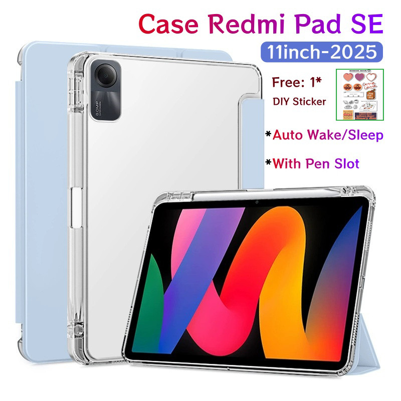 เคส Redmi Pad SE 11 นิ้ว 2025 พร้อมช่องเสียบปากกาเคสแม่เหล็กสําหรับ Xiaomi Redmi Pad SE ฝาครอบด้านหล