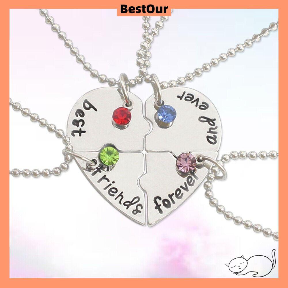 BESTOUR 4 Bff Creative Love Necklace Best Friend Froever Womens Necklace