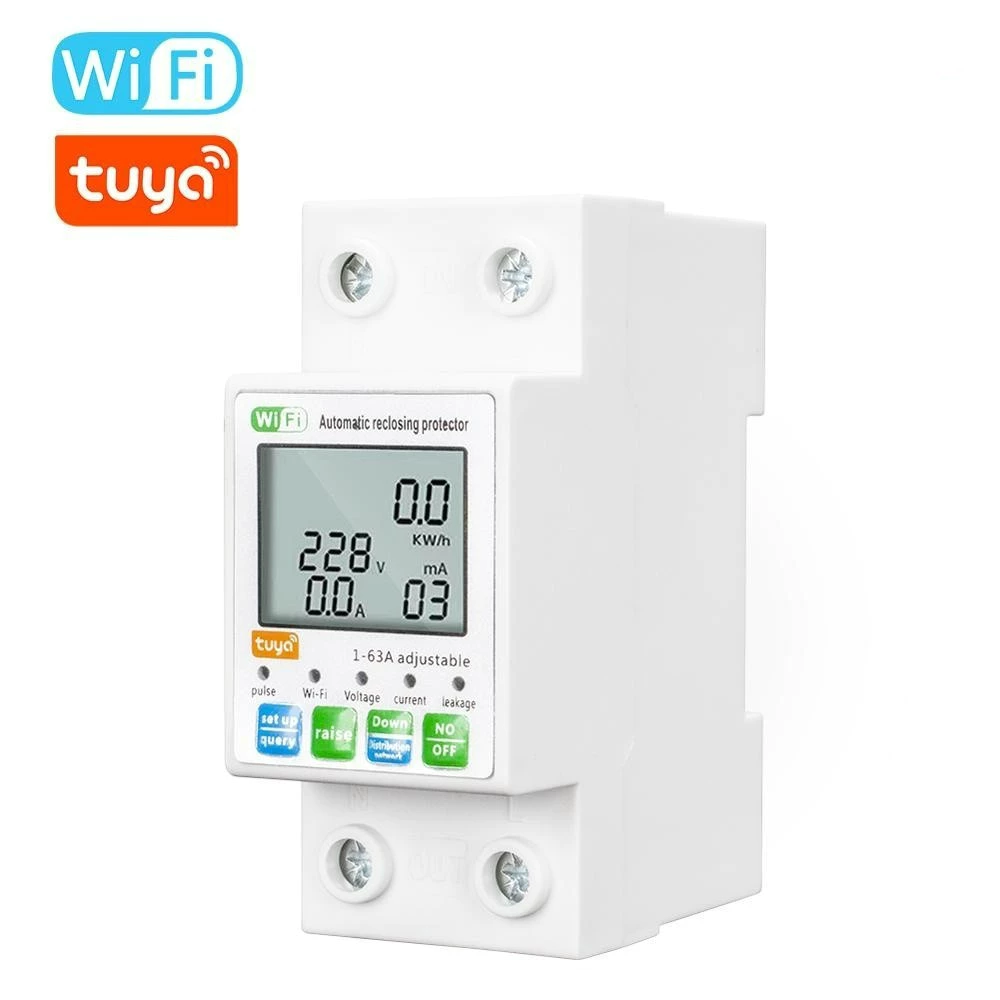 Tuya WiFi อัจฉริยะอัตโนมัติ จอแสดงผล LCD สวิทช ์ Power Meter Protections Values Settable รองรับ COD