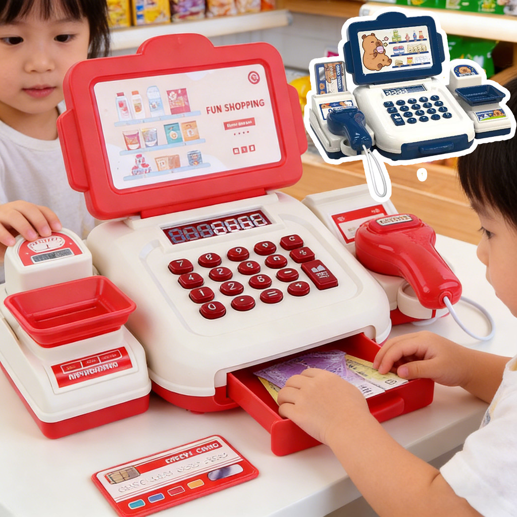 COD เครื่องคิดเงินเด็ก ของเล่นเด็ก capybara มีไฟมีเสียง ซูเปอร์มาร์เก็ตจำลอง เครื่องคิดเลขจริง