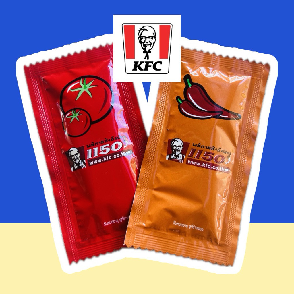 2 แบบ KFC เคเอฟซี ซอส พริก มะเขือเทศ แบบซอง