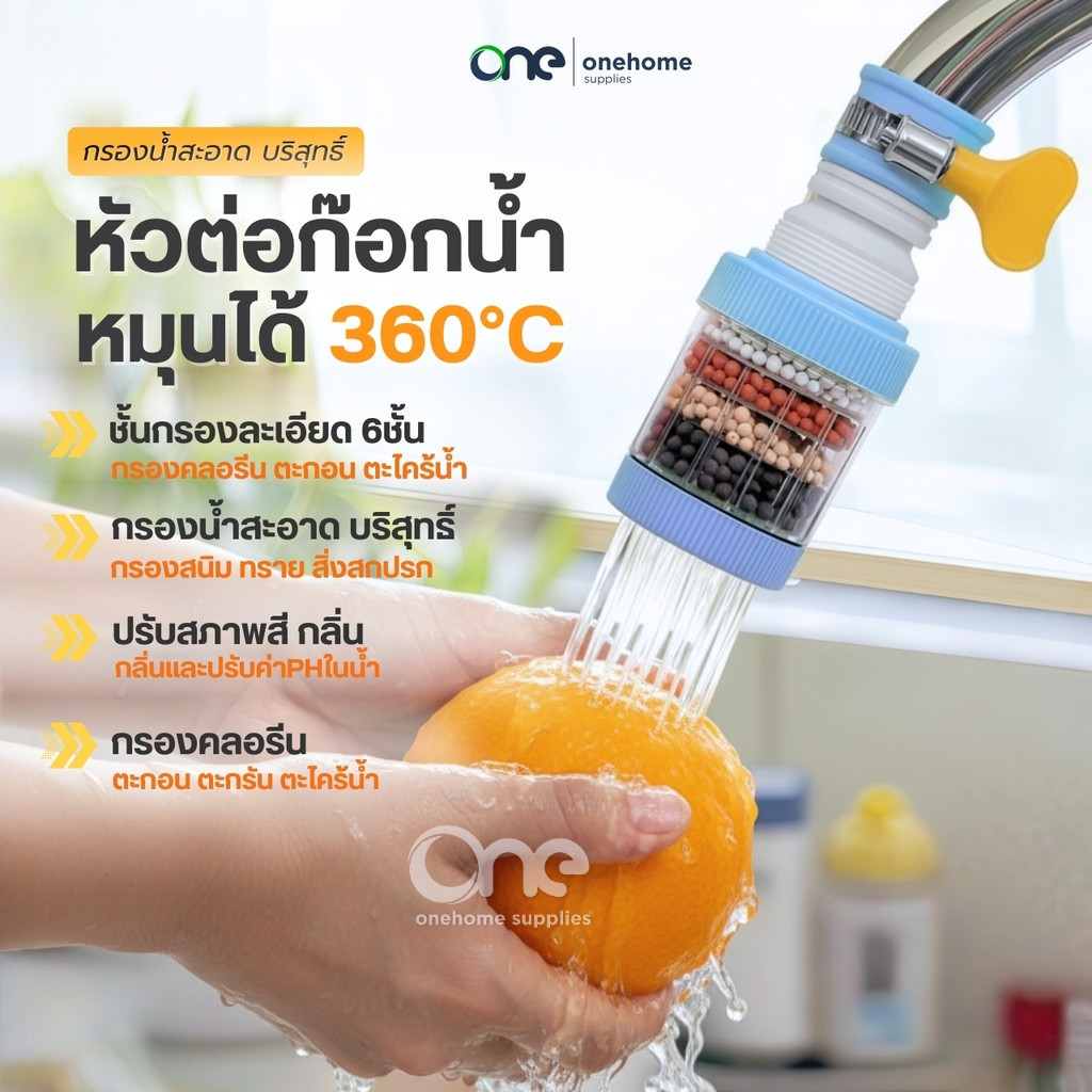 หัวต่อก๊อกกรองน้ำ(รุ่นอัพเกรด)หมุนได้ 360Cชั้นกรอง 6ชั้น กันน้ำกระเด็น หัวกรองก๊อกน้ำ  ที่กรองน้ำ  หัวกรองน้ำ
