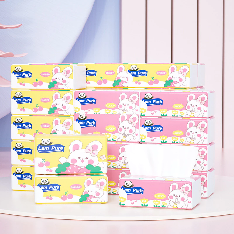 【1 ลัง 12 ห่อ】LamPure 8D บรรจุภัณฑ์กระต่ายน่ารักผ้าเช็ดปาก 280ชิ้น * 12 แพ็คผ้าเช็ดปากสำหรับใช้ในบ้ 3 สี ผ้าเช็ดตัวกระดาษความสบายจากเยื่อกระดาษ thumbnail 9