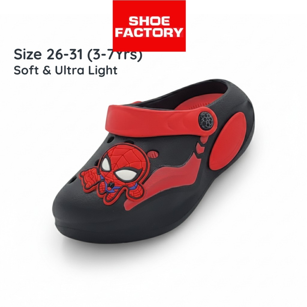 3-7Yrs Spiderman Kids Clogs รองเท้าแตะเด็กชายขนาด 26-31 Kasut Budak Lelaki Selipar Marvel รองเท้าการ