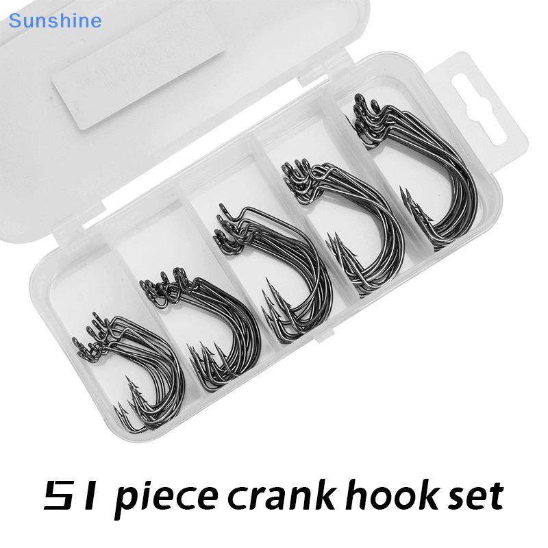 Sun Small Five Grid Box Set 51 Crank Hooks, Niel Fishing Hooks, Fishing Gear, Bait, And Hooks VN