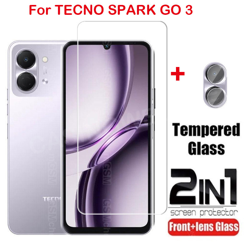สําหรับ TECNO SPARK GO 3 4G 5G Tecno Spark GO 3 2 1 2026 กระจกนิรภัยด้านหน้าฟิล์มป้องกันหน้าจอกลับกล้องเลนส์ป้องกันฟิล์ม