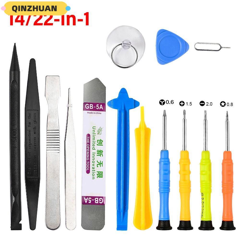 QINZHUAN เครื่องมือถอดประกอบโทรศัพท์, คู่มือ 14/22-in-1 เครื่องมือซ่อมโทรศัพท์มือถือ, มือมืออาชีพเคร
